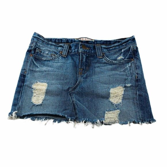 J Brand Drifter Distressed Mini Denim Skirt - Picture 2 of 8